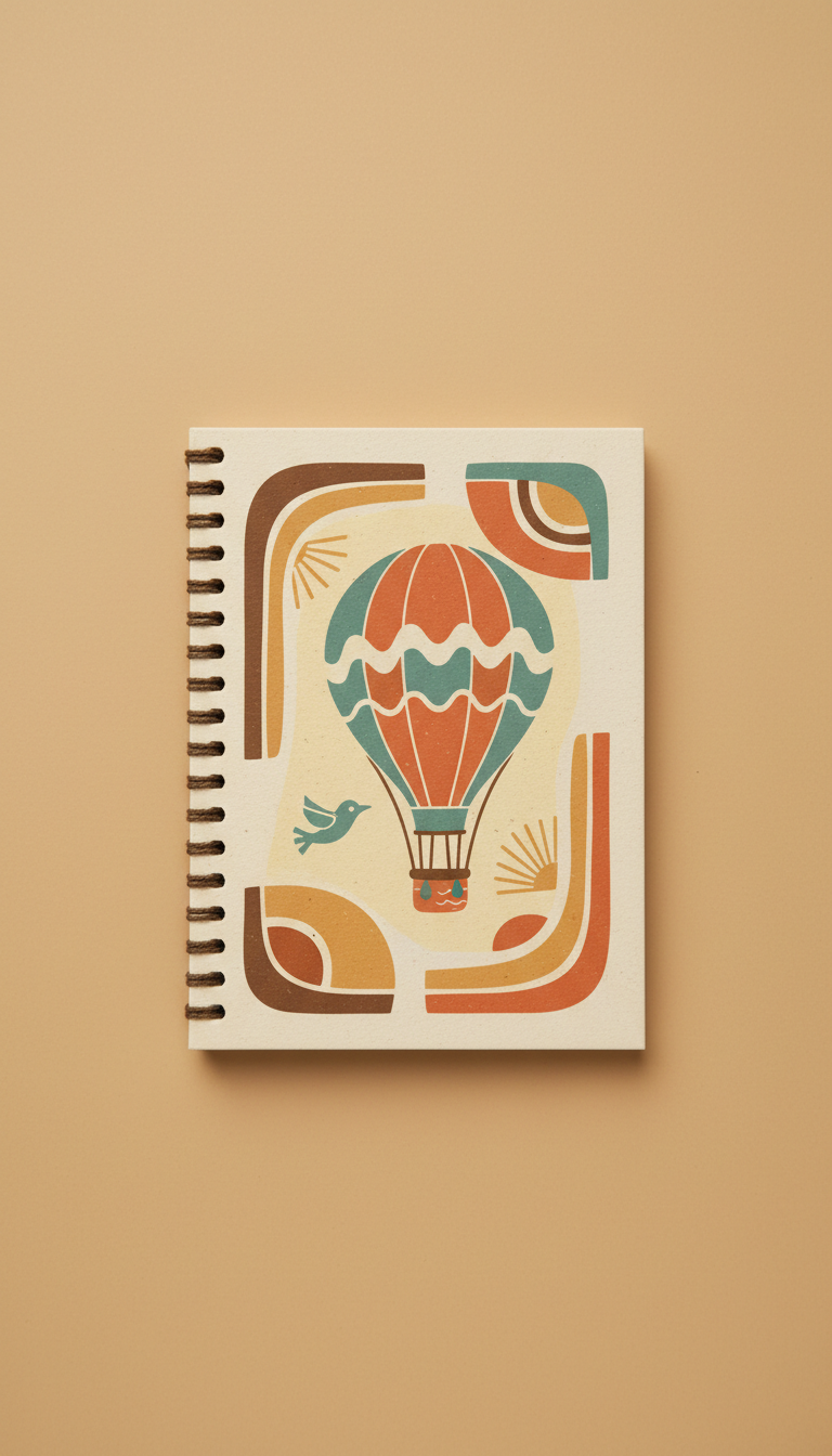 Caderno costurado ilustrações retrô